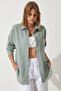 Women's Green Oversize Linen Ayrobin Shirt DD01222 - 4