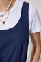 Women's Navy Blue Belted Linen Jumpsuit MC00282 - 6