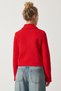 Women's Red Zippered Shirt Collar Tweed Jacket WF00069 - 6