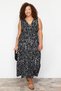 Black A-Line Animal Print V-Neck Knitted Plus Size Dress Tbbss22Ah00010 - 2