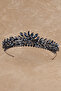Crystal Jewelled Bridal Crown For Wedding Princess Bride Costume Crown Navy Blue - 4