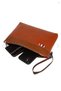 Vegan Leather Tan Leather Waterproof Travel Portfolio Clutch with Wrist Strap Unisex Handbag (28*18CM) - 6
