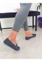 Blue Color Transparent Flat Sole Denim Material Women's Ballerinas with Bow - 5