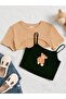 Kids' Teddy Bear Printed Sleeveless Crop Top Short Sleeve %100 Cotton t-shirt