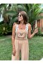 Woman Camel Ring Detailed Elastic Waisted Gardener Salopet 6041 - 6
