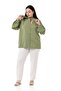 Plus Size Pistachio Green Shirt with Halter Detail and Cuffs - 2