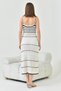 Women's Strappy Midi Length Unlined Sleeveless Beige Crochet Dress 1303 - 3