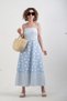 Blue Polka Dot Strap Linen Dress - 3