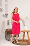 Plus Size Fuchsia Dress - Square Collar and Lined - 3