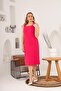Plus Size Fuchsia Dress - Square Collar and Lined - 4