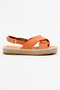 Women's Orange Cross-Strapped Ankle Strap Straw Knitwear Sandals