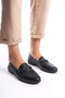 Livia Monroe Black Women's Genuine Leather Chain Loafer Daily Shoes - 4