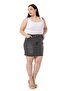 Large Size Five-Pocket Anthracite Mini Denim Skirt with Grinding Detail - 4