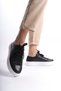 Juliana Monroe Black Women's Lace-Up Genuine Leather Sneaker Daily Shoes - 2