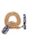 Dog Collar, Travel Rope and Poop Bag Set (DARK BLUE FLOWER PATTERN)