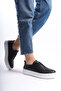 Isabella Monroe Black Women's Laceless Genuine Leather Sneaker Daily Shoes - 3