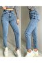Julia Snow Blue Mom Jeans Lycra High Waist Snow Washed Mom Jeans Extra Comfortable