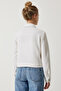 Women's Off-White Stylish Buttoned Woven Tweed Jacket with Pockets WF00063 - 5