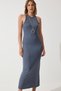 Women's Smoked Halter Collar Summer Steel Knitted Long Dress BP00159