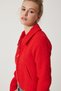 Women's Red Zippered Shirt Collar Tweed Jacket WF00069 - 2