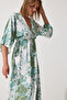 Women's Green Wraped Collar Patterned Summer Viscose Dress DK00166 - 5