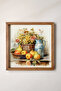 Fruit Basket Painting - Fruit Basket with Wooden Frame and Watercolor Effect