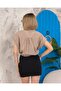 Women's Taupe color Sleeveless Lace-Up Cropped Linen Shirt - 4