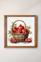 Watercolor Effect Pomegranate Basket Wooden Frame Painting
