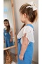 Girl 2-12 Years Old Heart Detailed Denim Jumpsuit - 3