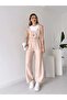 Woman's Beige Ring Detailed Elastic Waisted Gardener Salopet 6041 - 6