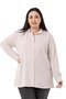 Plus Size Ornamental Fleto Beige Shirt with Pockets and Cuffs
