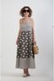 Khaki Polka Dot Strappy Linen Dress - 4