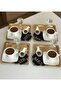 4 Pieces Titanium Plated Gold Stainless Steel Coffee Serving Presentation Tray & Saucer (21X21CM)