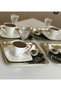 4 Pieces Titanium Plated Gold Stainless Steel Coffee Serving Presentation Tray & Saucer (21X21CM) - 2
