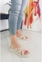 Skin Color Genuine Leather Banded Flat Sole 36-37-38-39-40 Size Women's Slippers - 3