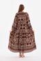 Women's Brown Button Detailed Placket Collar Ethnic Patterned Sleeve Elastic Balloon Sleeve Long Dress - 8