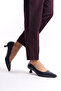Genuine Leather Navy Blue Women's Leather Heeled Shoes Trc-63817 - 4