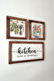 Kitchen Love Is Brewing 3 Piece Painting Set with Lettering, Wooden Frame, Watercolor Effect Greenery - 2