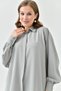 Women's Gray Long-Sleeved Shirt and Pleated Wide-Leg Gray Trousers Bottom-Top Set 2051 - 2