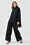 Women's Black Long Sleeve Shirt and Pleated Wide Leg Black Pants Bottom-Top Set 2051 - 6