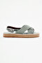 Women's Water Green Cross-Strapped Ankle Strap Straw Knitwear Sandals