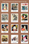 Toyohara Kunichika Pictures 12 Pieces Decorative Polo Cards - Wire Board or Cork Board Decoration