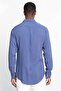 Slim Fit Long Sleeve Slim Fit Flowing Viscose Stylish Men's Indigo Shirt - 4