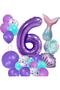 Purple Number Balloon 6 Years Mermaid Themed Birthday Party Celebration Set Concept 1