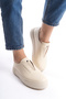 Talivina Beige Women's Laceless Genuine Leather Sneaker Daily Shoes - 4
