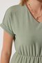 Women's Green V-Neck Slit Summer Casual Knitted Dress DD01319 - 4