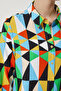 Women's Blue Red Graphic Patterned Viscose Shirt DD00138 - 5