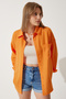Women's Orange Oversize Linen Ayrobin Shirt DD01222 - 2