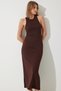 Women's Brown Halter Neck Summer Steel Knitted Long Dress BP00159 - 3