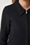 Women's Black Zippered Shirt Collar Tweed Jacket WF00069 - 6